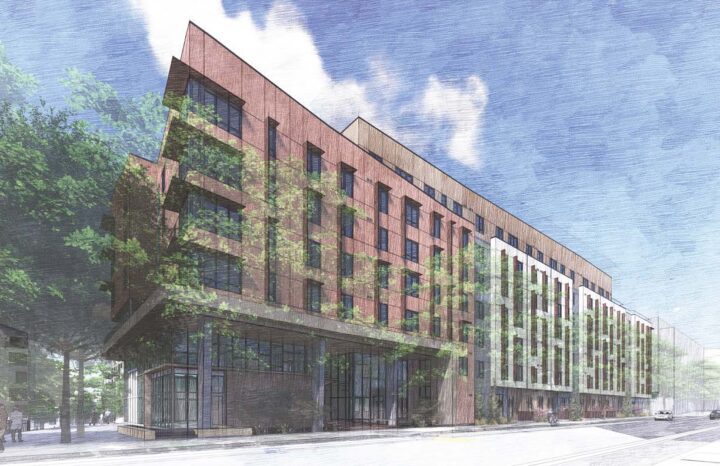 Balboa Reservoir, San Francisco affordable housing architect-Building_E-Architecture Lee Ave Corner — VMWP