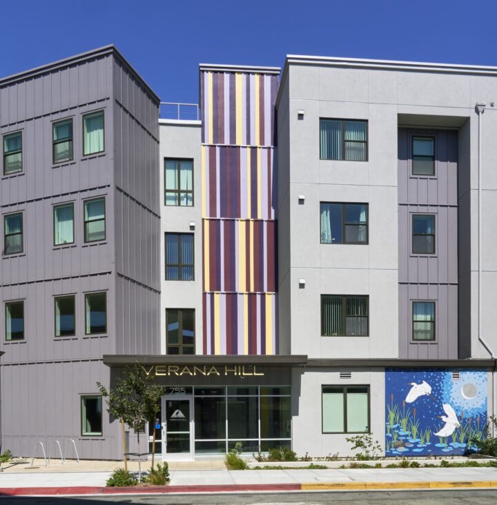 VMWP, Verana Hill, east bay affordable housing, entrance tower — Photography: Ken Gutmaker