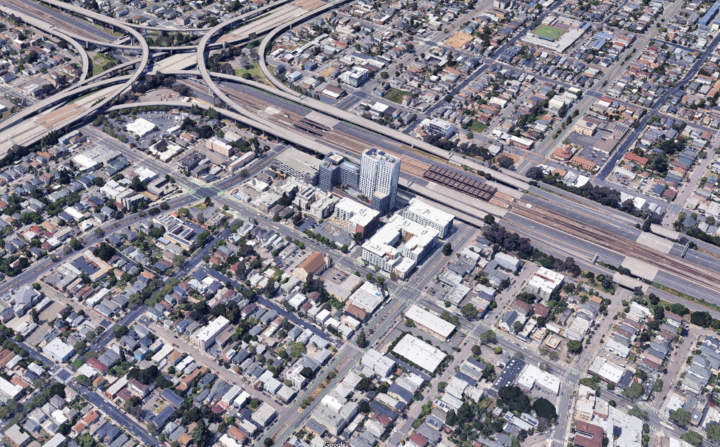 MacArthur BART Transit Village Master Plan new plan — Image: Google Maps