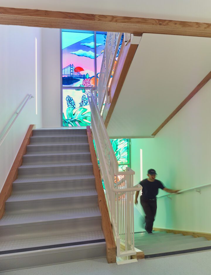 Dorris M Vincent Apartments, Affordable Housing Architect San Francisco, VMWP, stairwell color — Photography: Ken Gutmaker