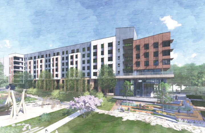 Balboa Reservoir, San Francisco affordable housing architect-Building_E-Architecture from park — VMWP