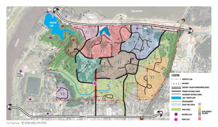 Central Louisiana State Hospital Campus Redevelopment, adaptive re-use, campus framework plan — VMWP