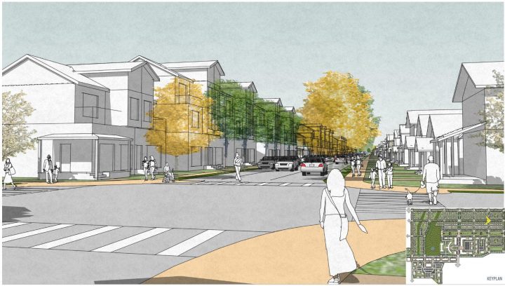 North Nevada Livable Community Plan, urban design, pedestrian streetscape rendering — VMWP