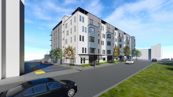 Dorris M Vincent Apartments, Affordable Housing Architect San Francisco, rendering from the corner — VMWP