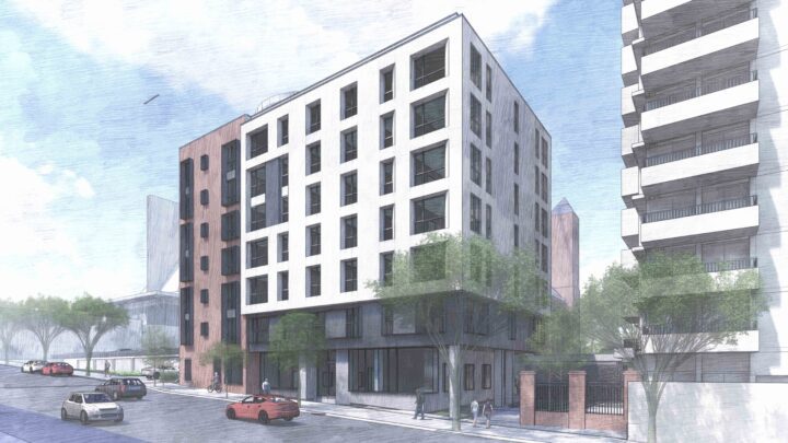 Ella Rohlff's Place at St. Mark's Square, affordable housing architect San Francisco, main corner facade rendering — VMWP