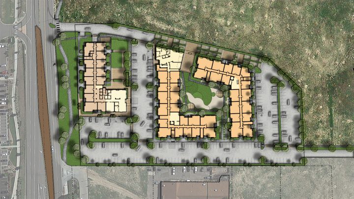 Crossing Point North, Colorado affordable housing, site plan rendering — VMWP