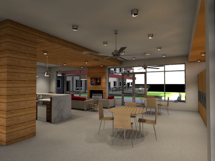 Crossing Point North, Colorado affordable housing, community room rendering — VMWP