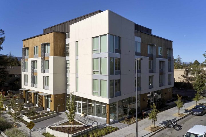 Eagle Park, veterans affordable housing, corner facade view — Photography: Ken Gutmaker