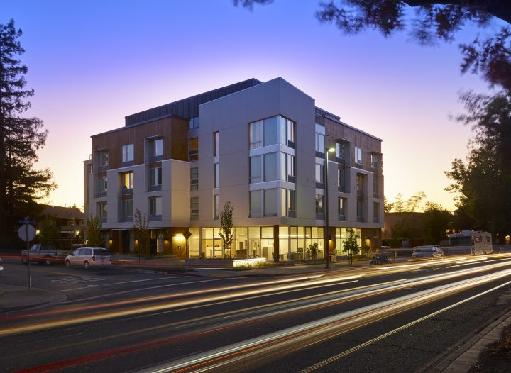 Eagle Park, veterans affordable housing, main corner facade — Photography: Ken Gutmaker