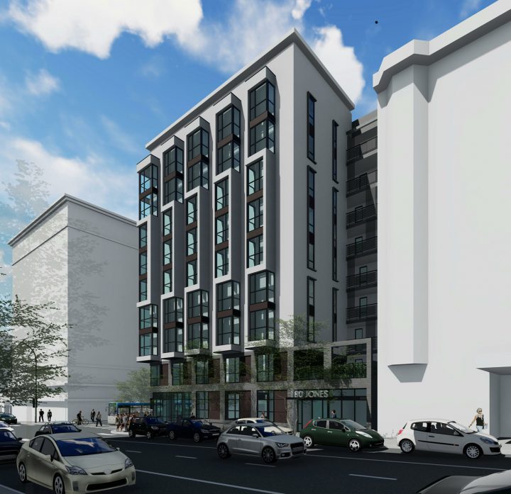 180 Jones, San Francisco affordable housing architect, street facade rendering — VMWP