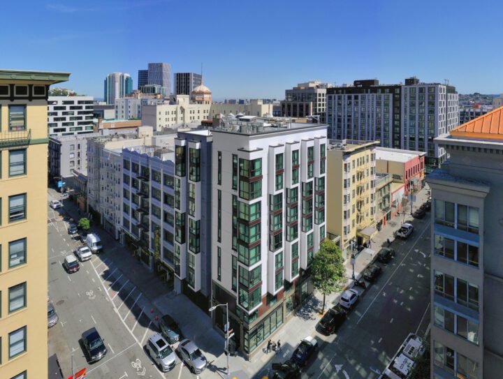 180 Jones, San Francisco affordable housing architect, aerial exterior view — VMWP