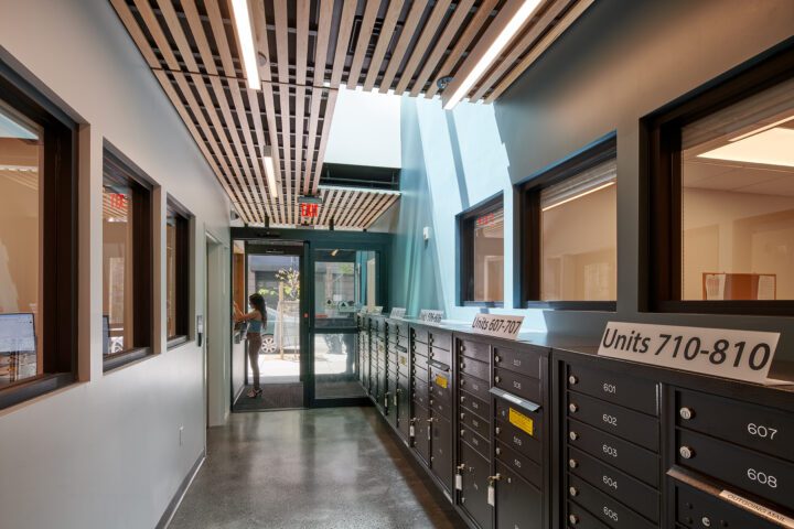 180 Jones, San Francisco affordable housing architect, resident mailroom — VMWP