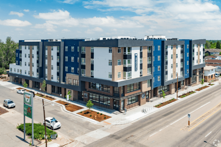 housing-early-education the rose on colfax drone at level — Credit: Apartments.com