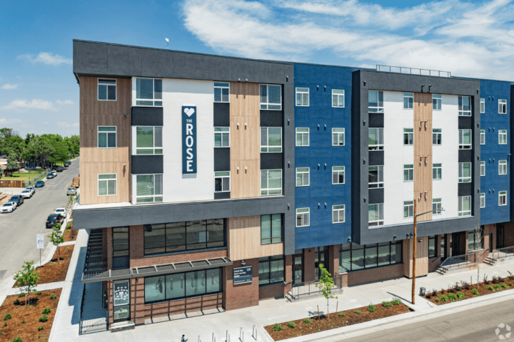 housing-early-education the rose on colfax signage — Credit: Apartments.com