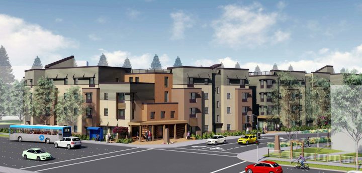 Laurel at Perennial Park, affordable housing architect, main street facade — VMWP