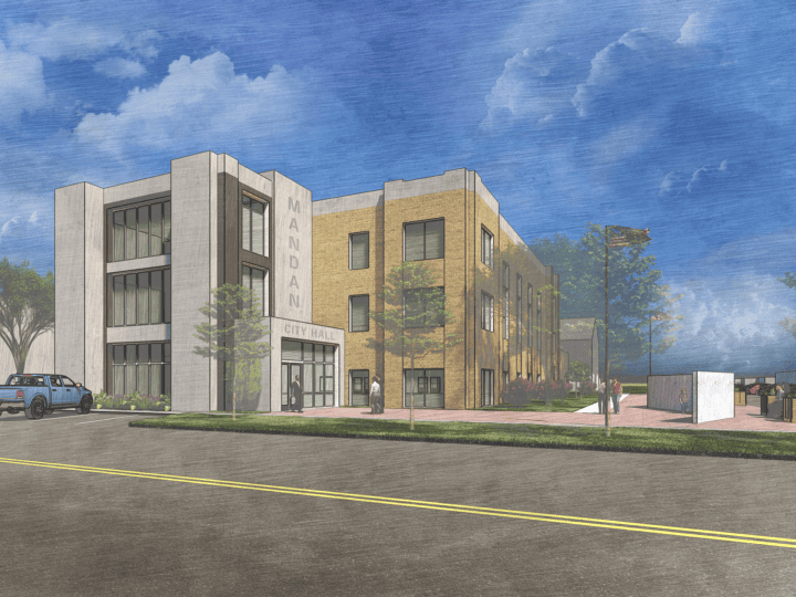 Urban Design for Contaminated Brownfields Mandan Civic Center Renovation Remediation Reconstruction Rendering — Image: VMWP