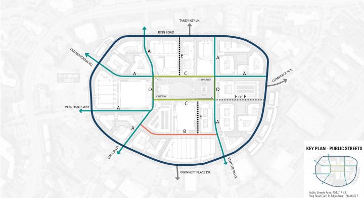 Gwinnett Place Mall, mall conversion, street circulation plan — VMWP