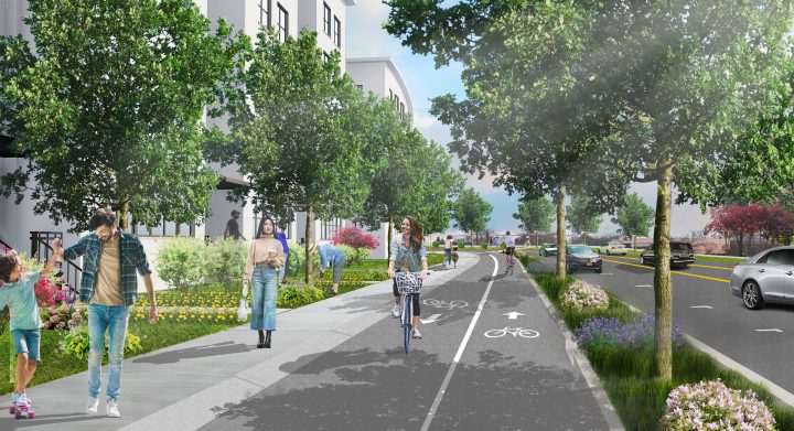 Gwinnett Place Mall, mall conversion, landscaped bike lane — VMWP