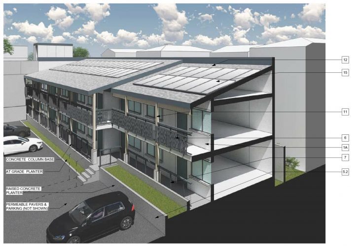 Clara Gardens, motel conversion, parking structure section — VMWP