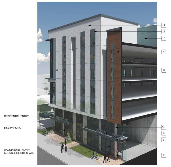 Clara Gardens, motel conversion, parking facade diagram — VMWP