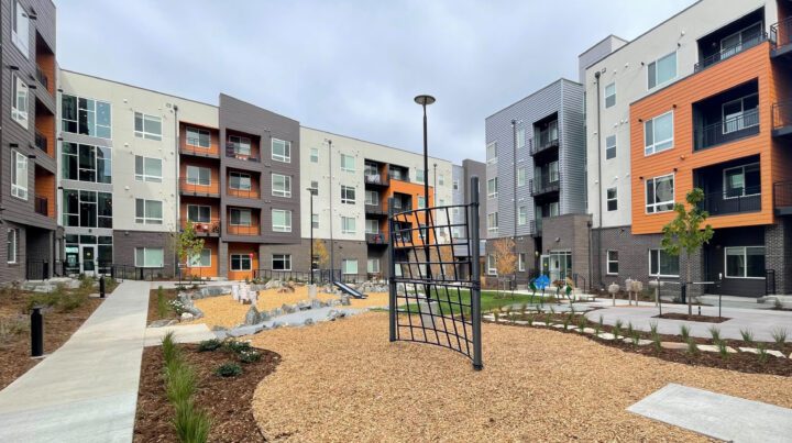 Crossing Pointe South, Colorado affordable housing, courtyard play area — VMWP