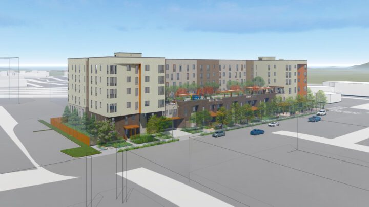 La Bella, 1020 Terra Bella, Affordable Housing Architect, Axon view — Image: VMWP