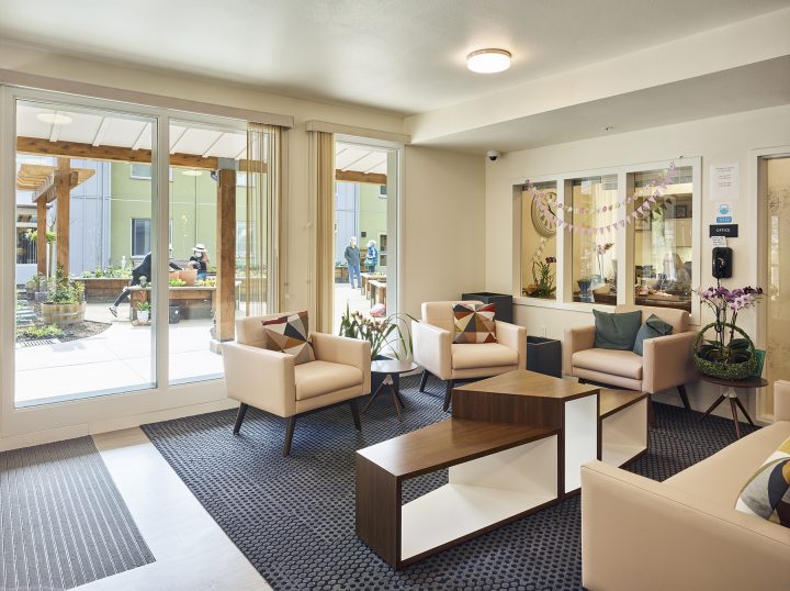 Victory Village, senior housing, resident lounge interior — VMWP