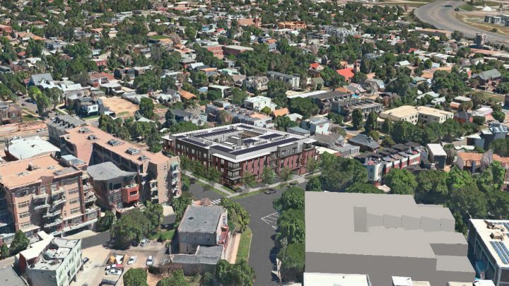 3210 Shoshone, affordable housing architect, site context rendering — VMWP