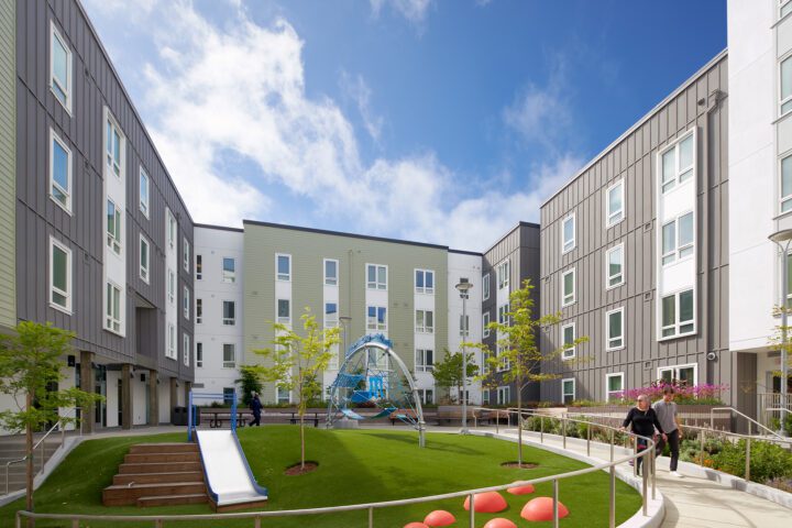 Courtyard, Playground, 4840 Mission Street, Islais Place, , VMWP San Francisco Affordable Housing architect — Photography: Keith Baker
