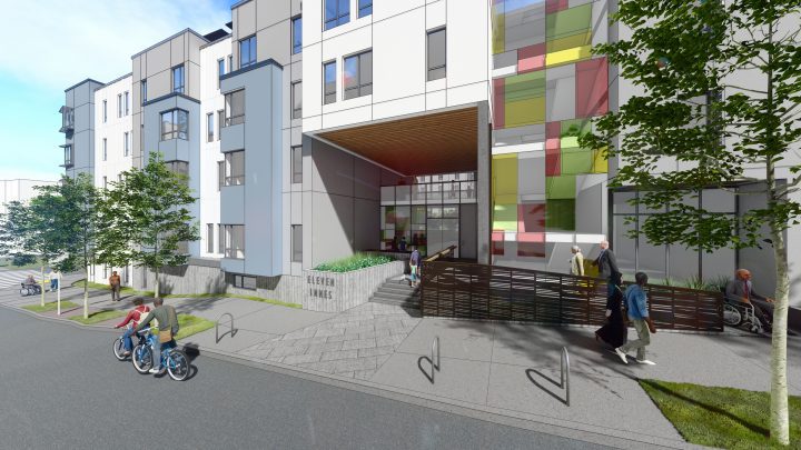 Dorris M Vincent Apartments, Affordable Housing Architect San Francisco, rendering entry — VMWP
