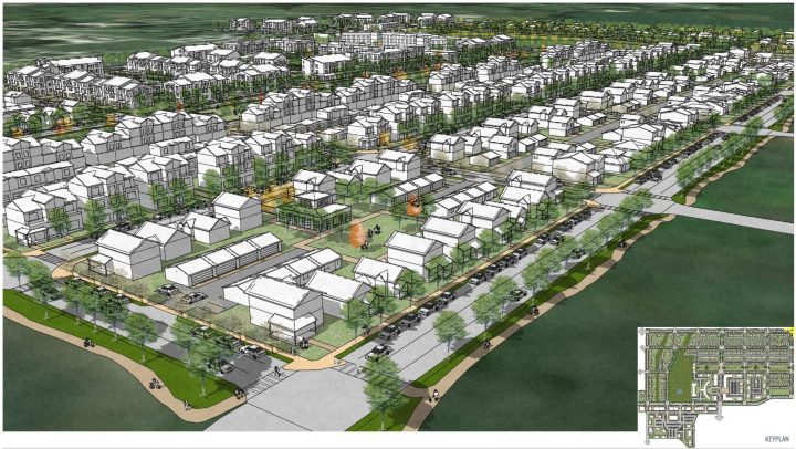 North Nevada Livable Community Plan, urban design, neighborhood aerial rendering — VMWP