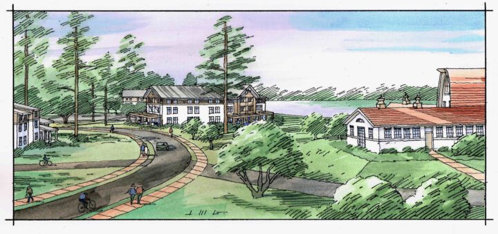 Central Louisiana State Hospital Campus Redevelopment, adaptive re-use, residential neighborhood rendering — VMWP
