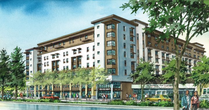American Legion Affordable Housing, architect, main street facade rendering — VMWP