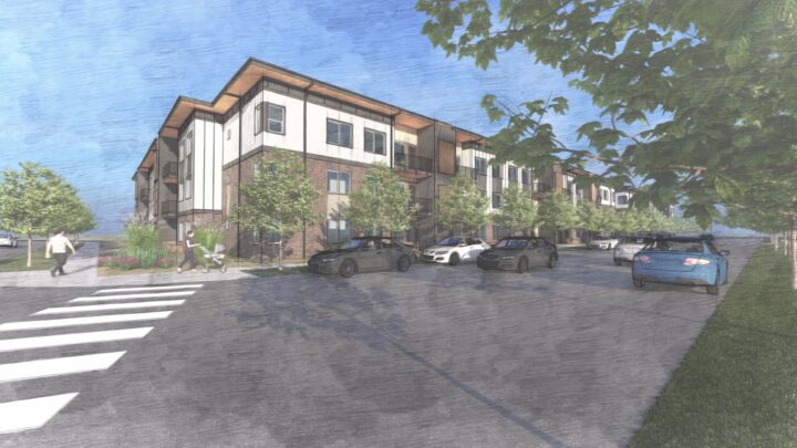 VMWP-Ascent_on_Hover-affordable_housing with childcare entrance ECE transit oriented design — Rendering: VMWP