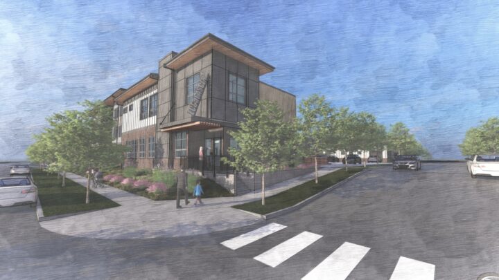 VMWP-Ascent_on_Hover-affordable_housing with childcare entrance ECE rendering — Rendering: VMWP