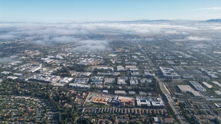 transit oriented condominiums The Station Aster Ave Toll Brothers aerial Sunnyvale, California — Image: Toll Brothers