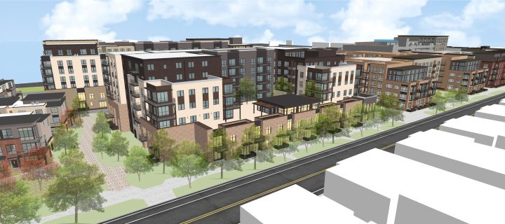 transit oriented condominiums The Station Aster Ave Toll Brothers rendering 3 — Image: VMWP