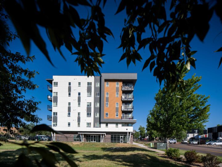Affordable Housing Atop Mixed-Use Community Montbello FreshLo Hub Denver  from park — Image: Matt Staver