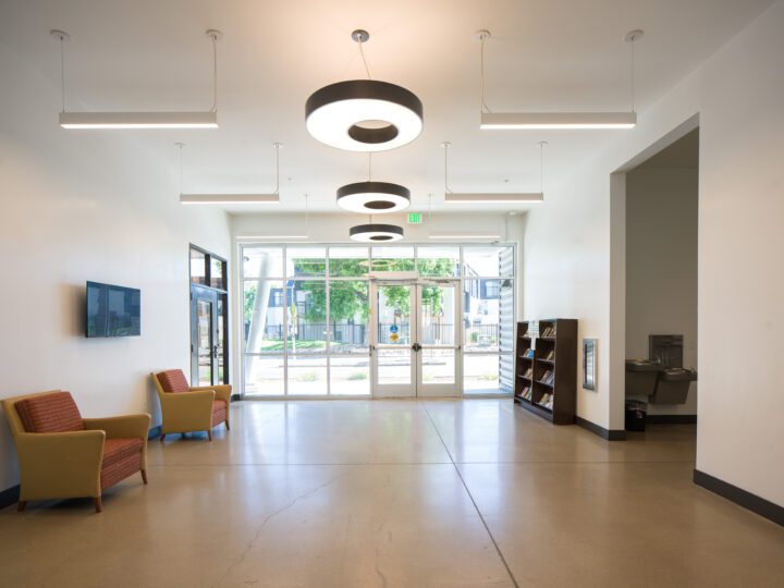 Affordable Housing Atop Mixed-Use Community Montbello FreshLo Hub Denver community room — Image: Matt Staver