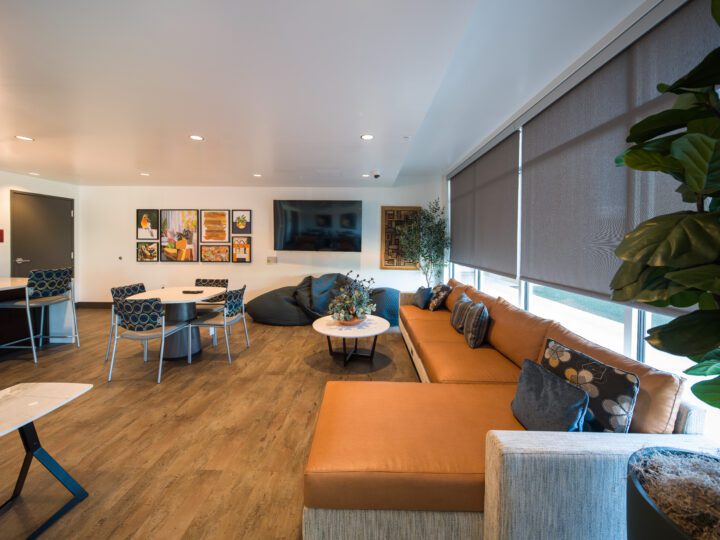 Affordable Housing Atop Mixed-Use Community Montbello FreshLo Hub Denver lounge — Image: Matt Staver