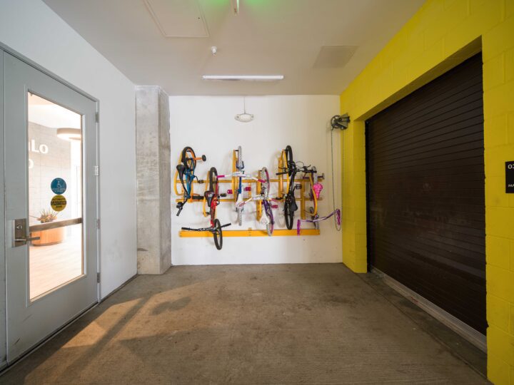 Affordable Housing Atop Mixed-Use Community Montbello FreshLo Hub Denver bike room — Image: Matt Staver