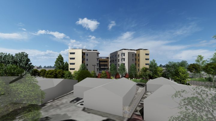 VMWP, Vitalia, Bascom, Affordable Housing, Health Wellness Design, back view — Image: VMWP