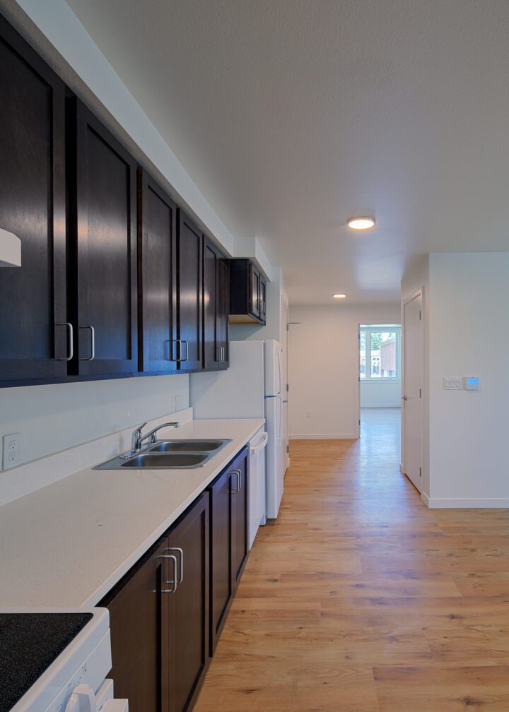 VMWP-Bell-Street-affordable_housing-motel_conversion-supportive-homeless-reuse-unit kitchen — Photo: Keith Baker