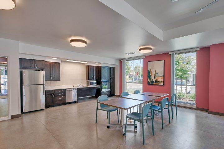 VMWP-Bell-Street-affordable_housing-motel_conversion-supportive-homeless-reuse-common space red — Photo: Keith Baker