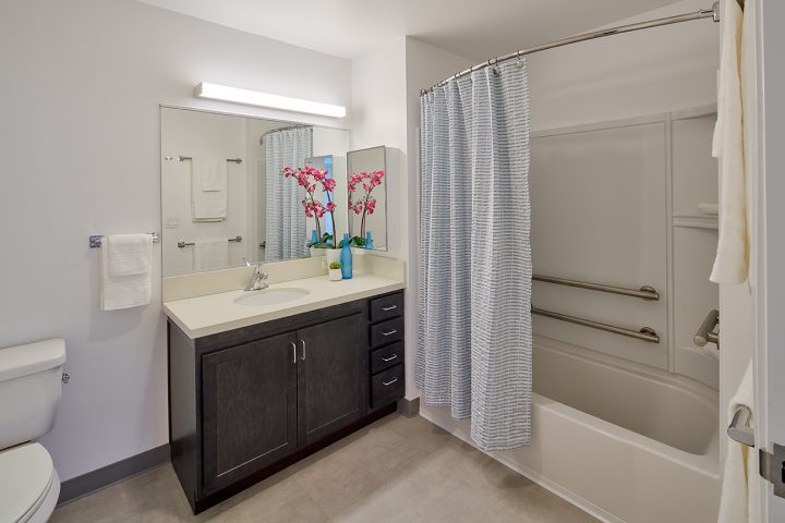 VMWP 1101 Connecticut affordable housing, Architect, San Francisco, unit bathroom — http://www.keithbakerphotography.com/