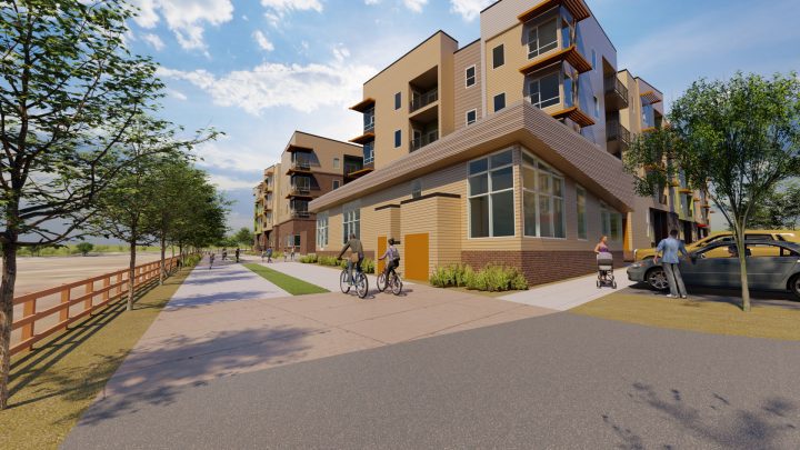 Crossing Pointe South, Colorado affordable housing, community building rendering — VMWP