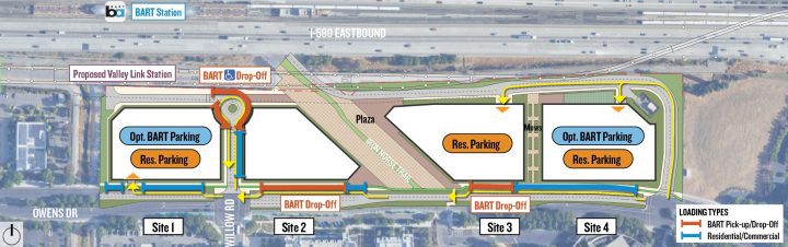 Pleasanton BART Concept Plan concept 1 circulation — Image: VMWP