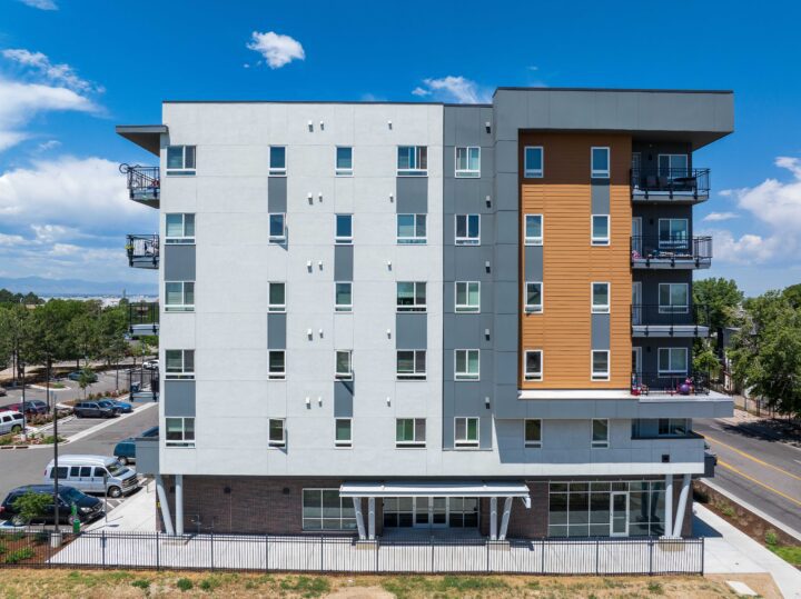 Affordable Housing Atop Mixed-Use Community Montbello FreshLo Hub Denver day shot — Image: Matt Staver