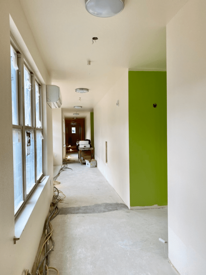 Victory Village, senior housing, interior corridor construction — VMWP