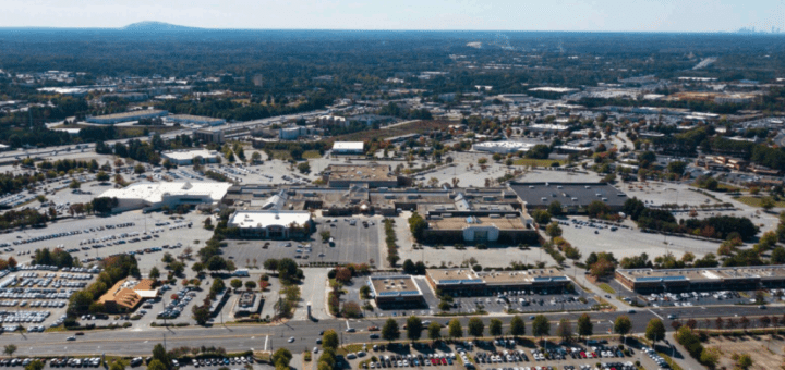 Gwinnett Place Mall, mall conversion, existing site aerial — VMWP